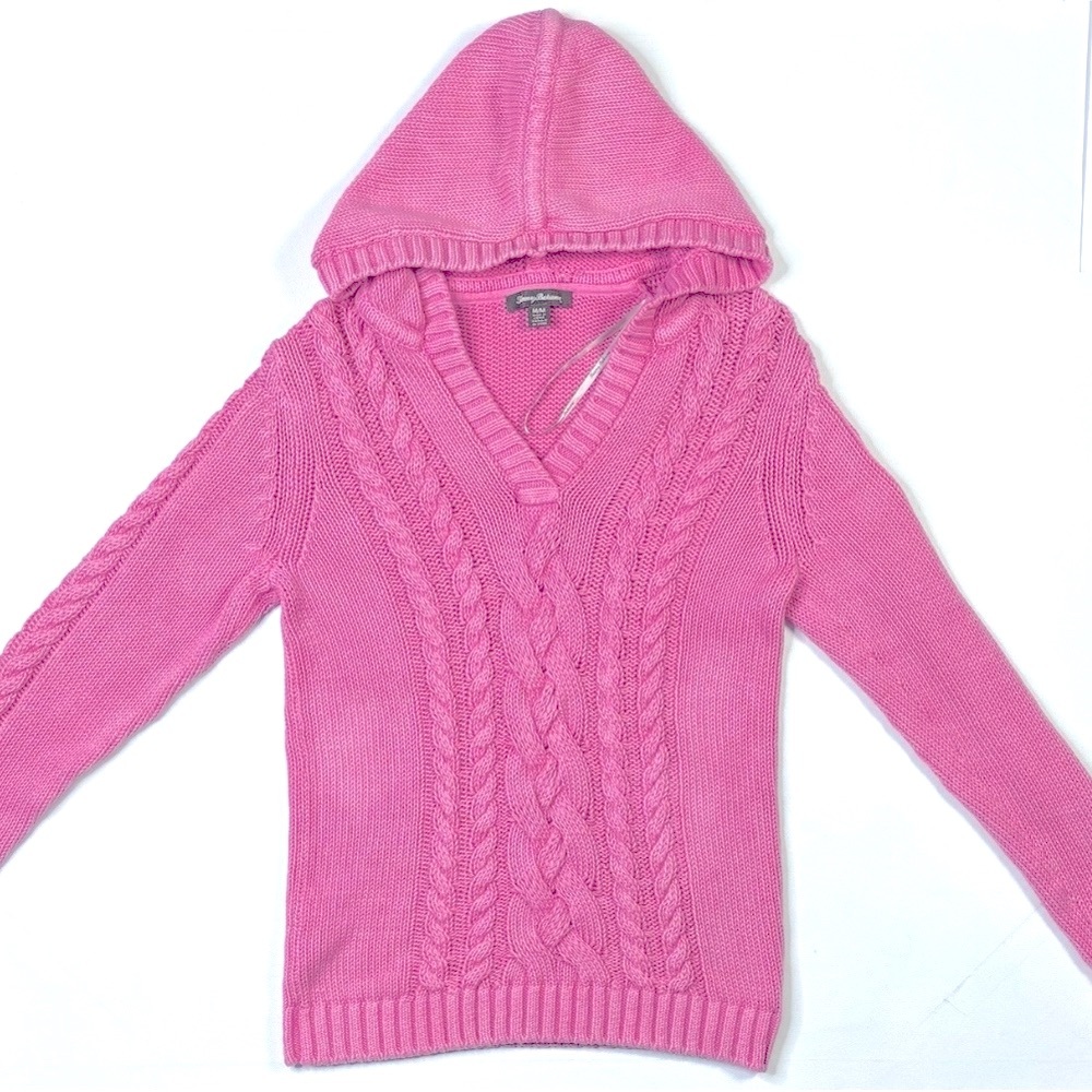 Tommy Bahama Sweater Women’s Medium Hooded Pink Long Sleeve